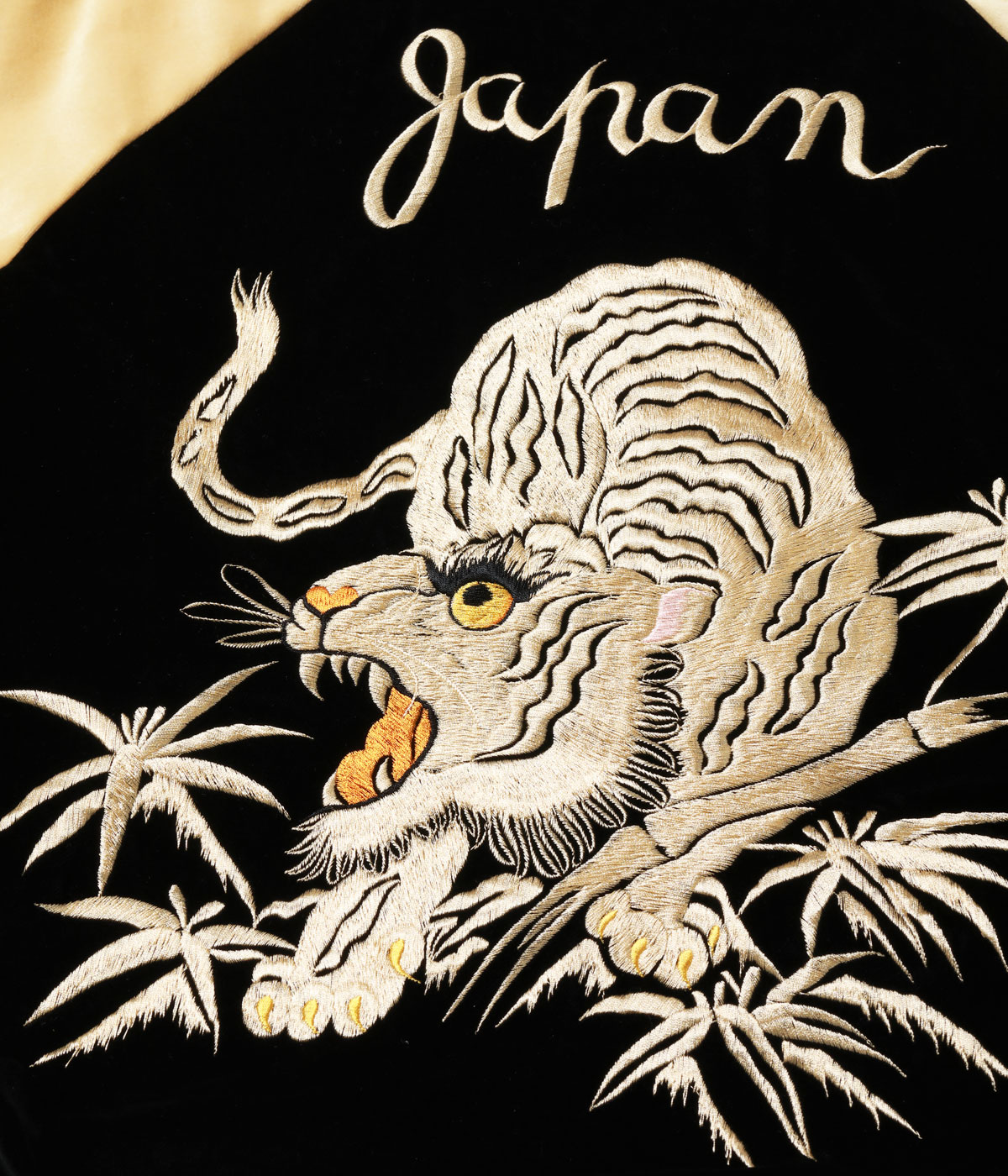 Lot No. TT15975-119 / Mid 1950s Style Velveteen (Two-tone) �� Acetate Souvenir Jacket ��WHITE TIGER�� �� ��GOLD DRAGON��