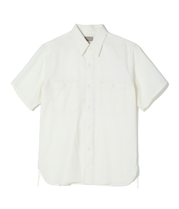 Lot No. BR35857 / WHITE CHAMBRAY WORK SHIRT (SHORT SLEEVE)