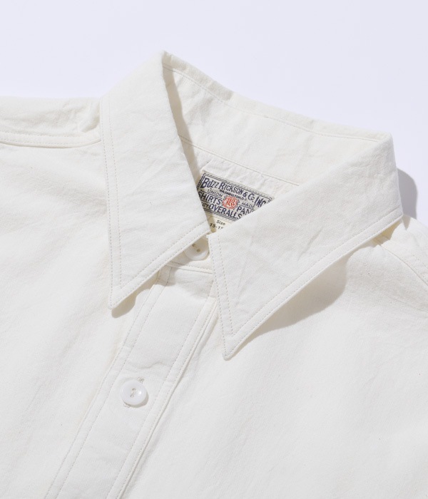 Lot No. BR35857 / WHITE CHAMBRAY WORK SHIRT (SHORT SLEEVE)