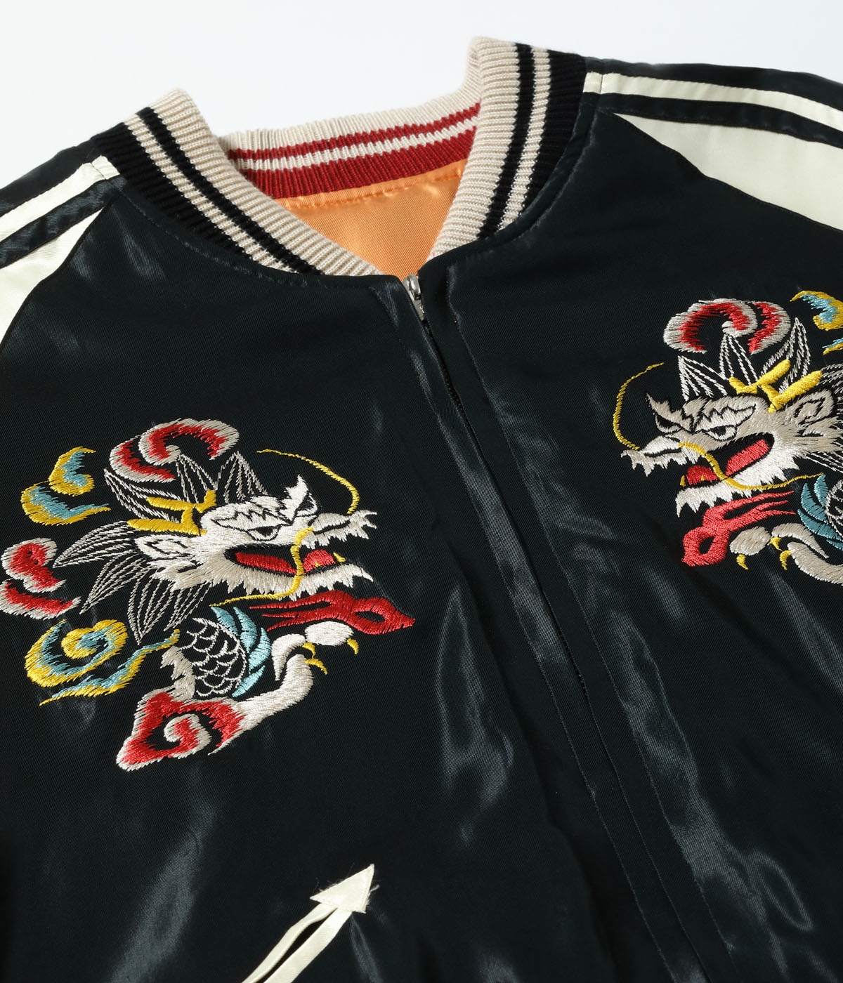 Lot No. TT15682-119 / Early 1950s Style Acetate Souvenir Jacket ��WHITE DRAGON�� �� ��EAGLE��