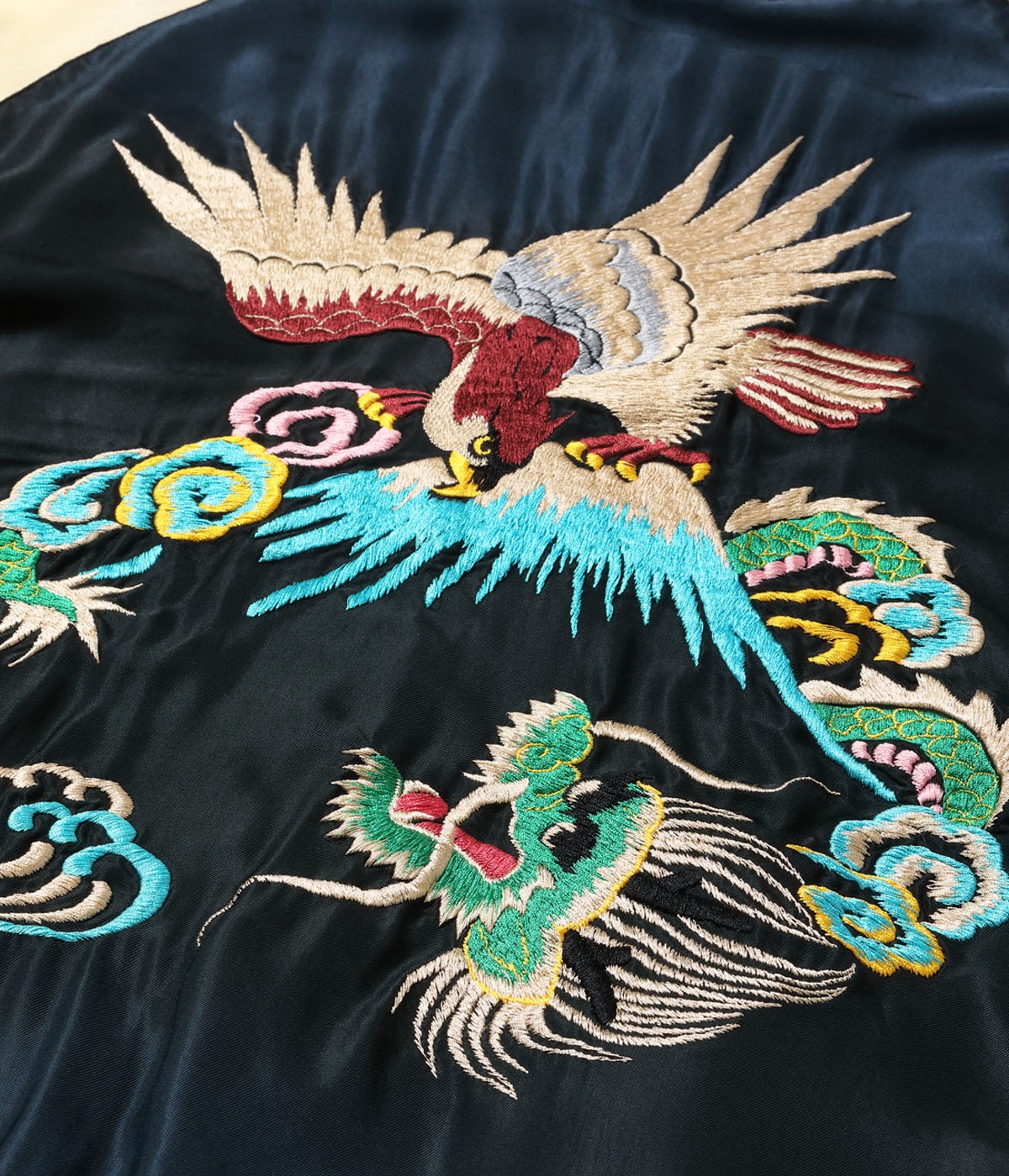 Lot No. TT15545-119 / Early 1950s Style Acetate Souvenir Jacket EAGLE & DRAGON  GREEN DRAGON (AGING MODEL)