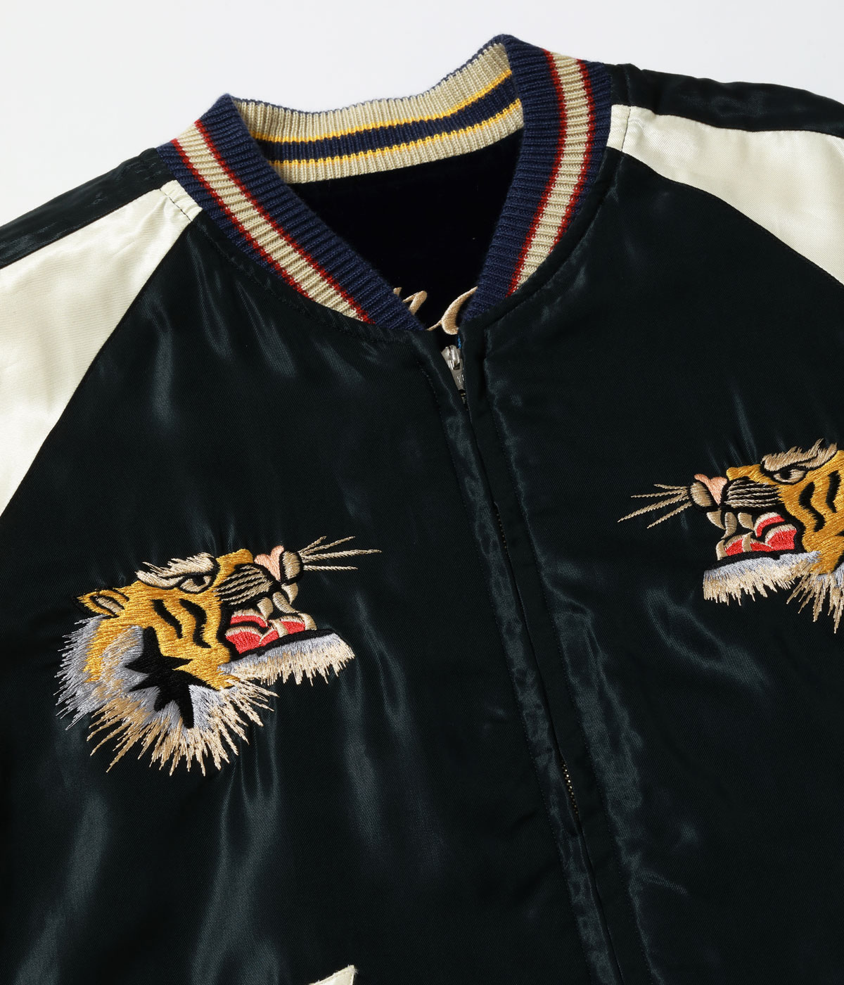 Lot No. TT15975-128 / Mid 1950s Style Velveteen (Two-tone) �� Acetate Souvenir Jacket ��BLUE EAGLE�� �� ��ROARING TIGER��