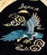 Lot No. TT15975-128 / Mid 1950s Style Velveteen (Two-tone) �� Acetate Souvenir Jacket ��BLUE EAGLE�� �� ��ROARING TIGER��