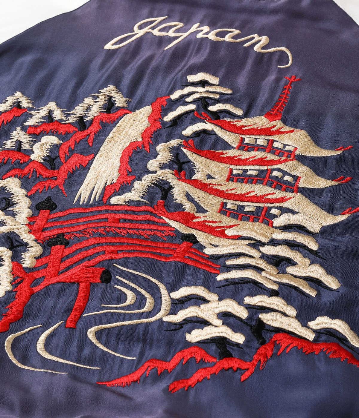 Lot No. TT15545-145 / Mid 1950s Style Acetate Souvenir Jacket WHITE TIGER  LANDSCAPE (AGING MODEL)