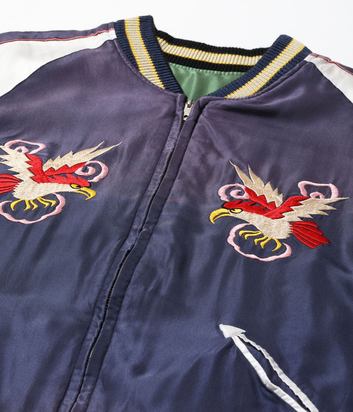 Lot No. TT15545-145 / Mid 1950s Style Acetate Souvenir Jacket WHITE TIGER  LANDSCAPE (AGING MODEL)