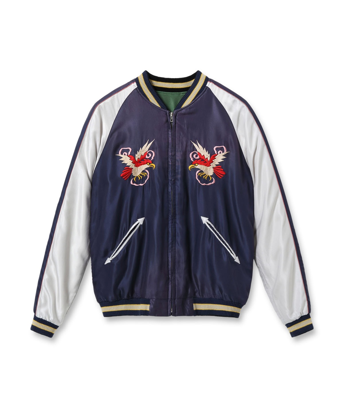 Lot No. TT15545-145 / Mid 1950s Style Acetate Souvenir Jacket WHITE TIGER  LANDSCAPE (AGING MODEL)