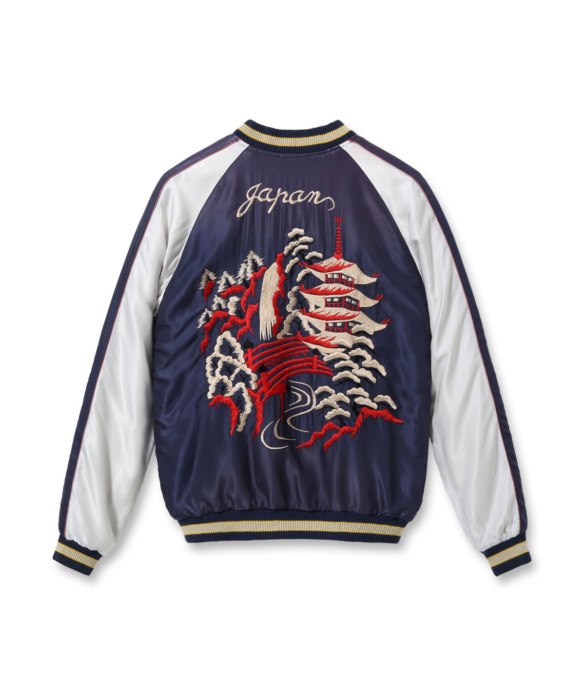 Lot No. TT15545-145 / Mid 1950s Style Acetate Souvenir Jacket WHITE TIGER  LANDSCAPE (AGING MODEL)