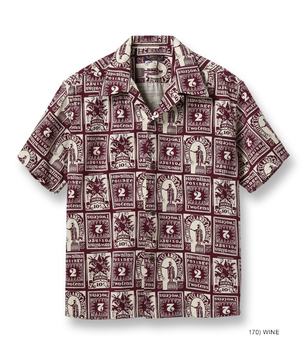 Lot No. SS39096 / COTTON HERRINGBONE OPEN SHIRT HAWAIIAN STAMP