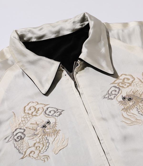Lot No. TT15197-119 / Mid 1950s Style Velveteen  Acetate Souvenir Jacket KOSHO & CO. Special Edition SKULL  WHITE EAGLE
