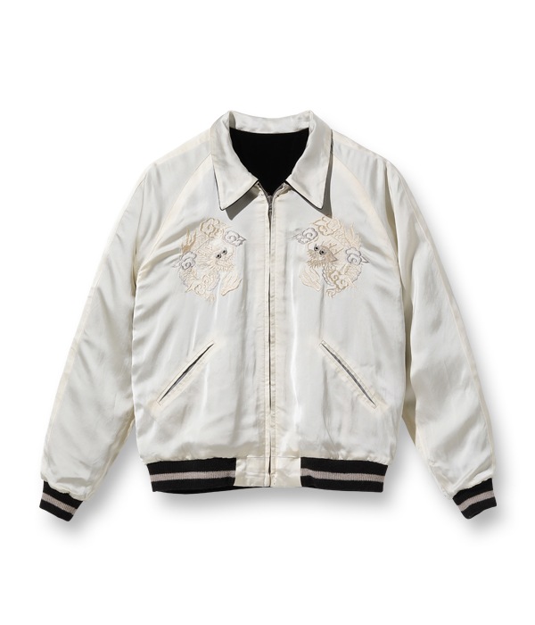 Lot No. TT15197-119 / Mid 1950s Style Velveteen  Acetate Souvenir Jacket KOSHO & CO. Special Edition SKULL  WHITE EAGLE