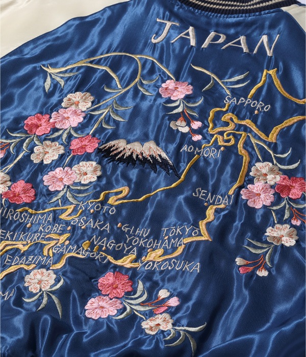 Lot No. TT15390-190 / Late 1940s Style Acetate Souvenir Jacket ��EAGLE�� �� ��JAPAN MAP��