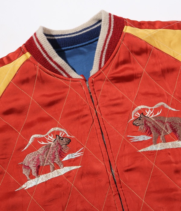 Lot No. TT14974-125 / Late 1950s Style Acetate �� Quilt Souvenir Jacket ��KOSHO & CO.�� Special Edition ��ALASKA MAP�� �� ��ALASKAN EAGLE�� (Reversible Side)
