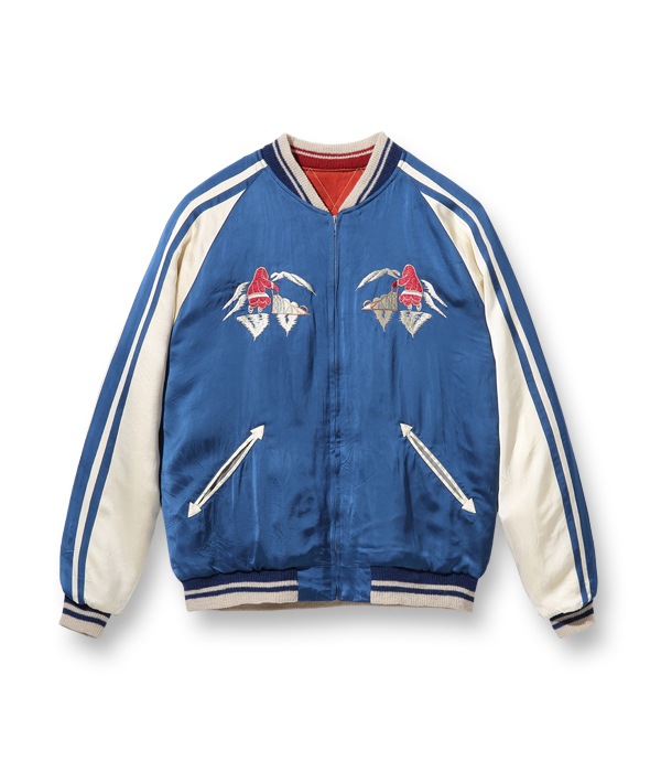 Lot No. TT14974-125 / Late 1950s Style Acetate �� Quilt Souvenir Jacket ��KOSHO & CO.�� Special Edition ��ALASKA MAP�� �� ��ALASKAN EAGLE�� (Reversible Side)