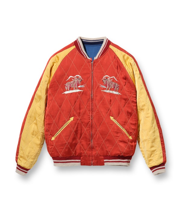 Lot No. TT14974-125 / Late 1950s Style Acetate �� Quilt Souvenir Jacket ��KOSHO & CO.�� Special Edition ��ALASKA MAP�� �� ��ALASKAN EAGLE�� (Reversible Side)