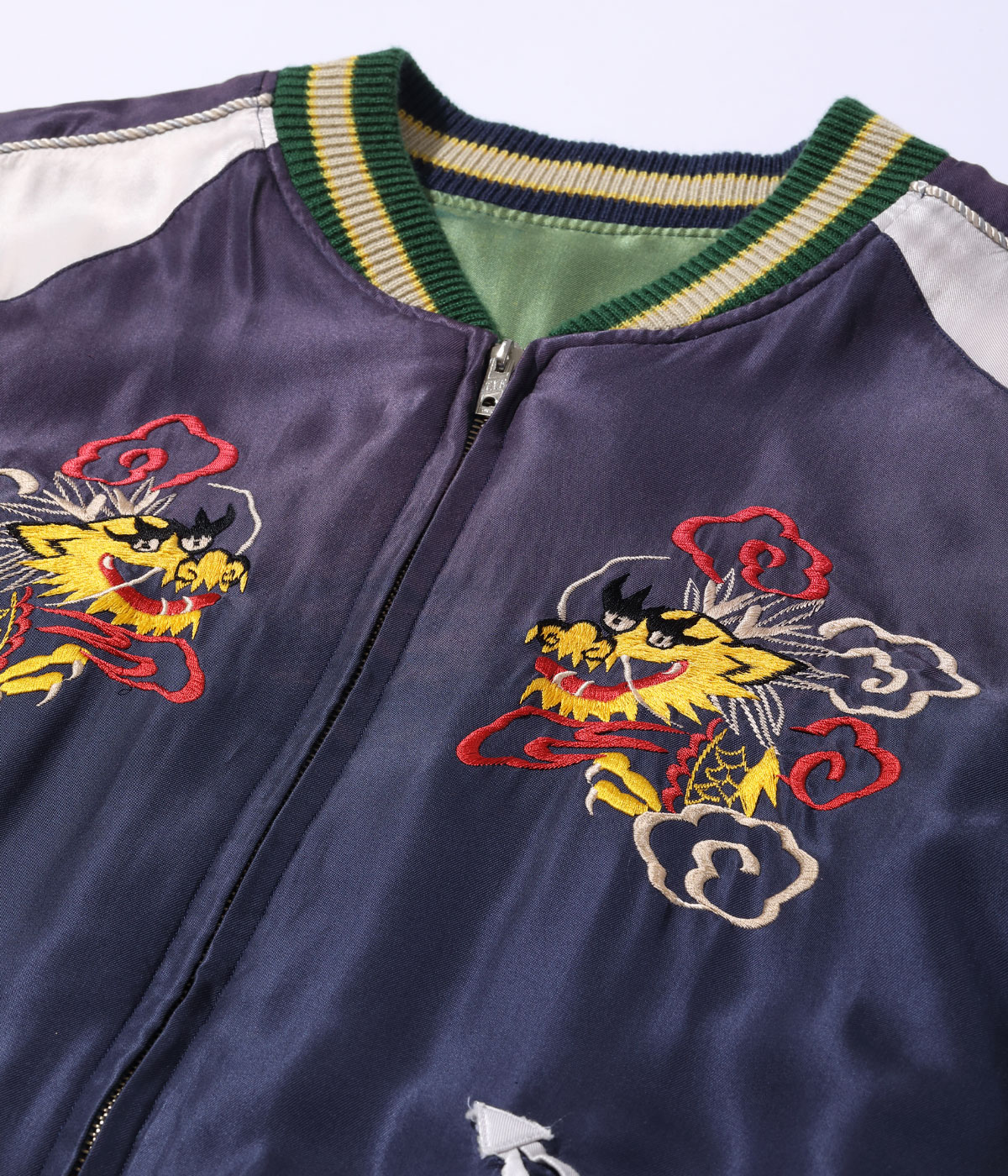 Lot No. TT15492-128 / Mid 1950s Style Acetate Souvenir Jacket ��DRAGON�� �� ��DRAGON & TIGER�� (AGING MODEL)