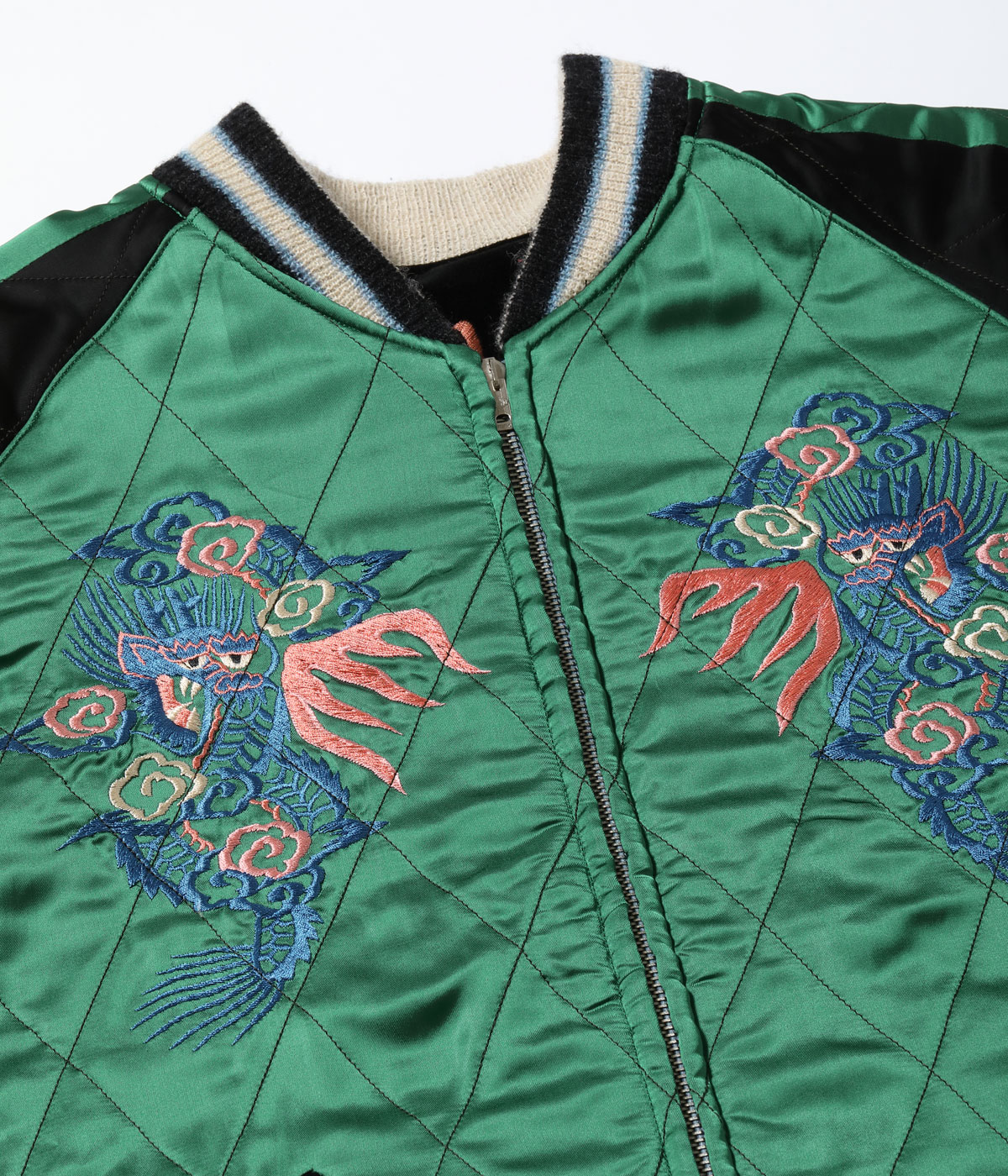 Lot No. TT15809-119 / Mid 1950s Style Velveteen  Acetate Quilted Souvenir Jacket Stencil Paint TOYO ENTERPRISE 60th Anniversary Special Edition TIGER HEAD  EAGLE