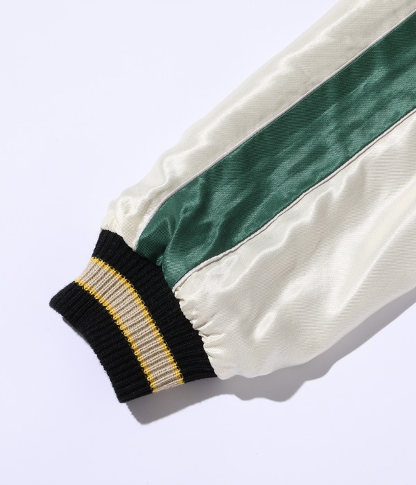 Lot No. TT15390-219 / Early 1950s Style Acetate Souvenir Jacket WHITE DRAGON  LANDSCAPE