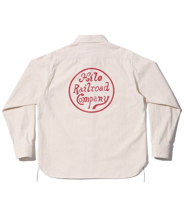 Lot No. SS28523 / SAILOR MOKU PRODUCTS WHITE CHAMBRAY WORK SHIRT "HILO RAILROAD COMPANY"