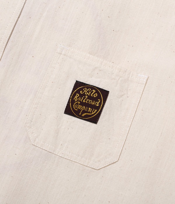 Lot No. SS28523 / SAILOR MOKU PRODUCTS WHITE CHAMBRAY WORK SHIRT "HILO RAILROAD COMPANY"
