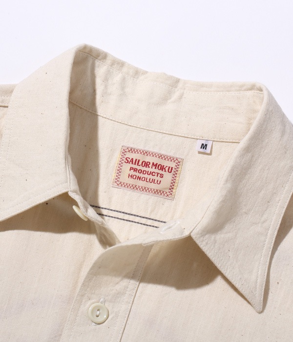 Lot No. SS28523 / SAILOR MOKU PRODUCTS WHITE CHAMBRAY WORK SHIRT "HILO RAILROAD COMPANY"
