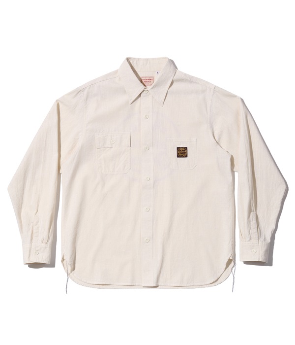 Lot No. SS28523 / SAILOR MOKU PRODUCTS WHITE CHAMBRAY WORK SHIRT "HILO RAILROAD COMPANY"