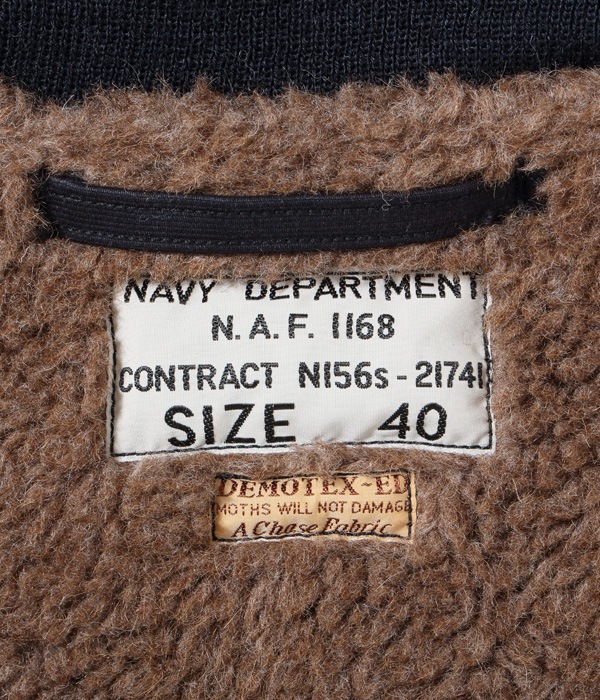 Lot No. BR14941 / DECK ZIP ALPACA & WOOL PILE LINING NAVY DEPARTMENT