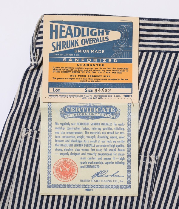 Lot No. HD42351 / HEADLIGHT 11oz. EXPRESS STRIPE DOUBLE FRONT DUNGAREES