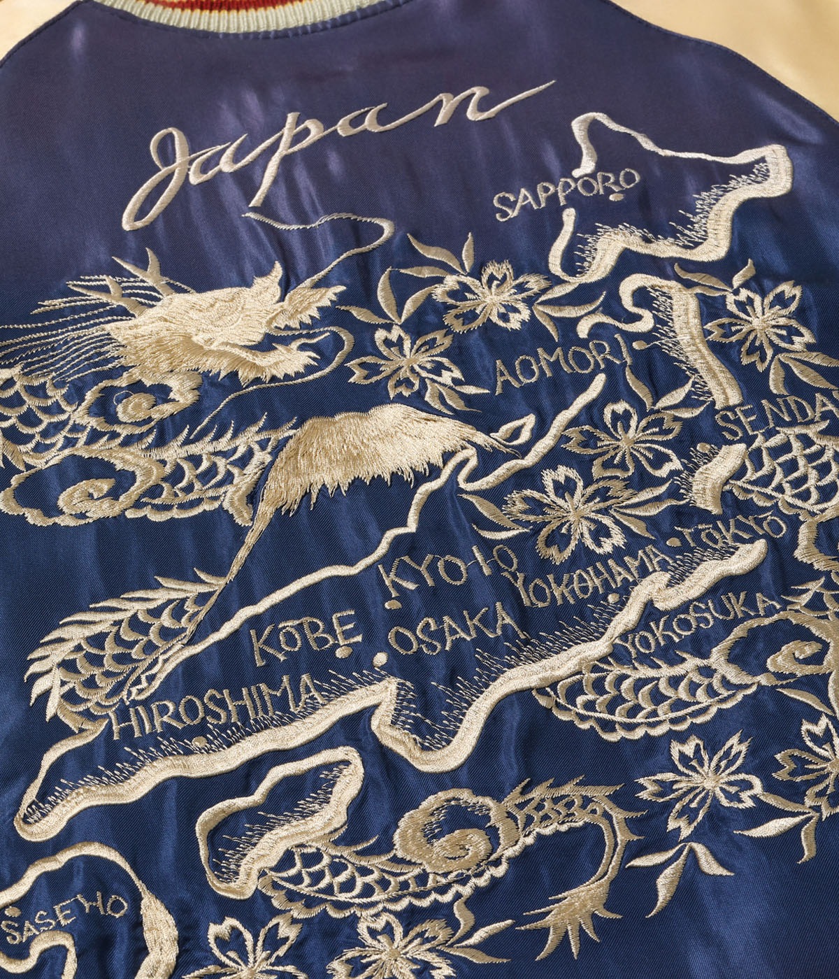 Lot No. TT15710-145 / Early 1950s Style Acetate Souvenir Jacket ��TIGER HEAD�� �� ��JAPAN MAP�� (AGING MODEL)