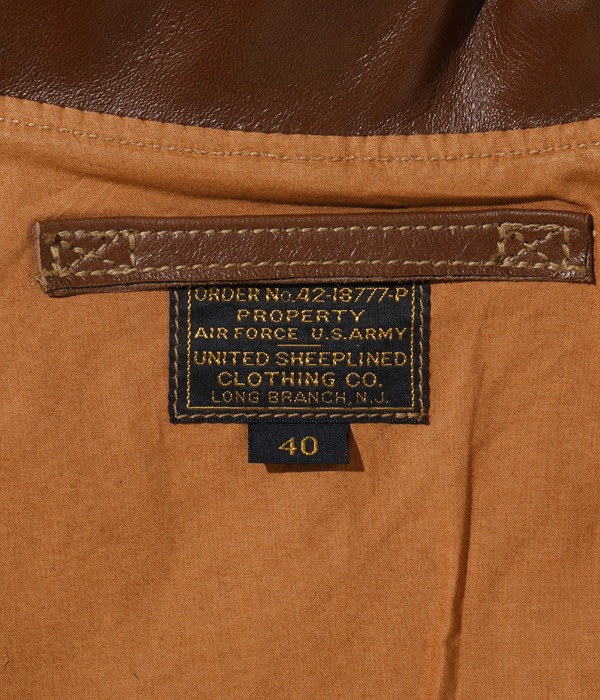 Lot No. BR80639 / Type A-2 BUZZ RICKSON'S 30th ANNIVERSARY MODEL UNITED SHEEP LINED CLOTHING CO. Heaven Sent BACK PAINT