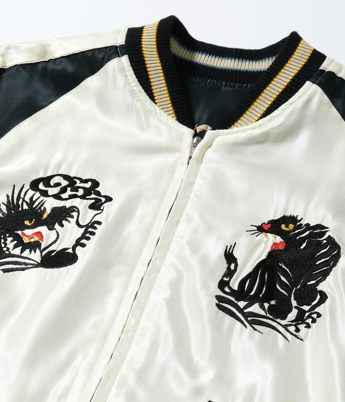 Lot No. TT15877-119 / Mid 1950s Style Acetate Souvenir Jacket ��ROARING TIGER�� �� ��BLACK DRAGON��