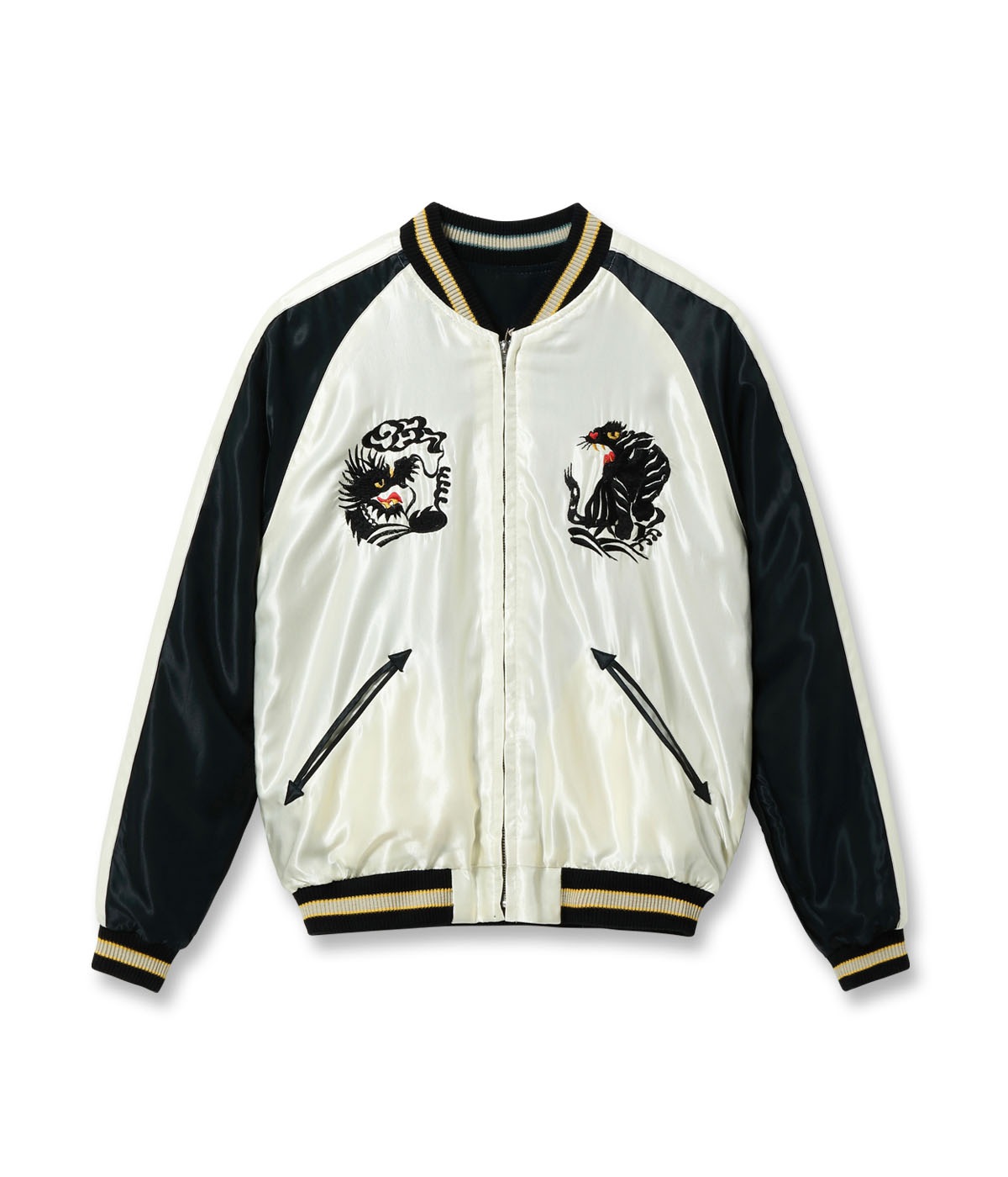 Lot No. TT15877-119 / Mid 1950s Style Acetate Souvenir Jacket ��ROARING TIGER�� �� ��BLACK DRAGON��