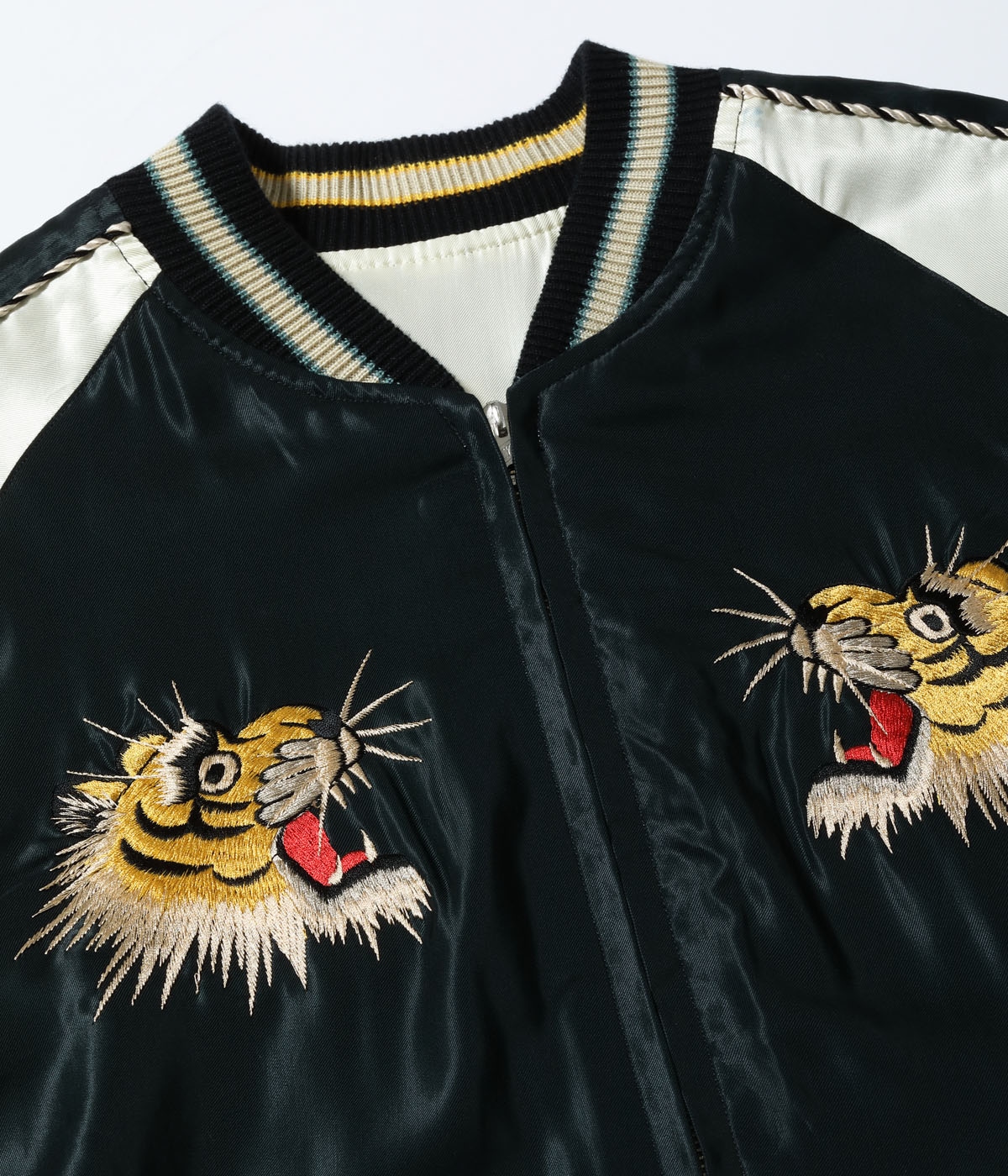 Lot No. TT15877-119 / Mid 1950s Style Acetate Souvenir Jacket ��ROARING TIGER�� �� ��BLACK DRAGON��