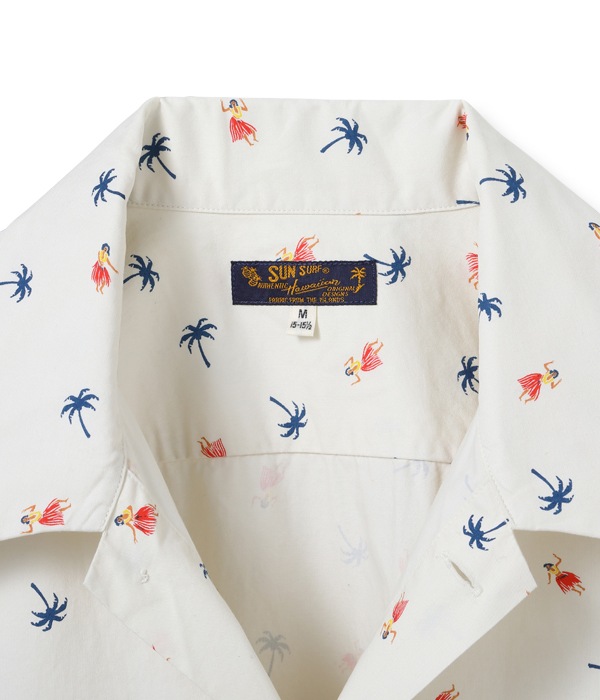 Lot No. SS38406 / COTTON TWILL REGULAR COLLAR SHIRT ��HULA & PALM TREE��