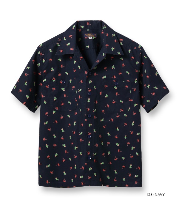 Lot No. SS38406 / COTTON TWILL REGULAR COLLAR SHIRT ��HULA & PALM TREE��