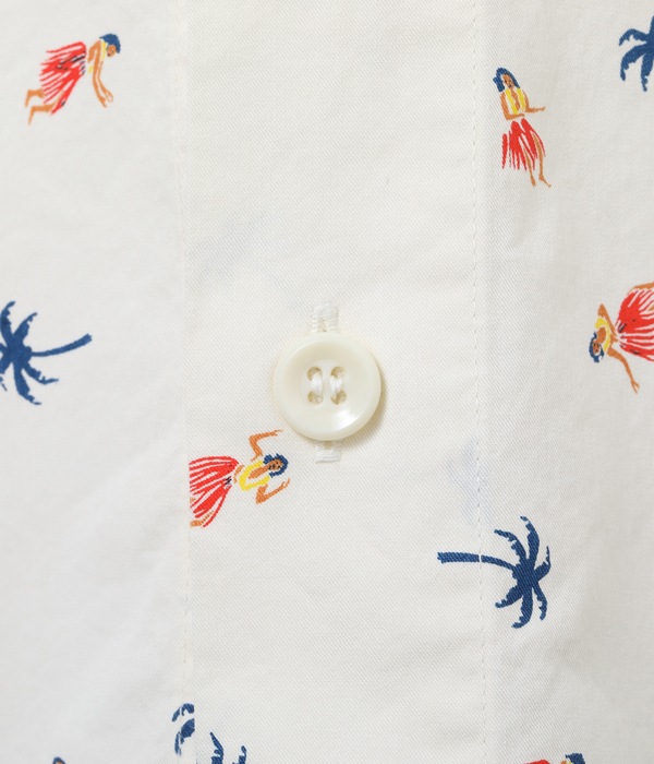 Lot No. SS38406 / COTTON TWILL REGULAR COLLAR SHIRT HULA & PALM TREE