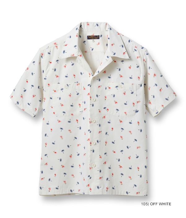 Lot No. SS38406 / COTTON TWILL REGULAR COLLAR SHIRT HULA & PALM TREE