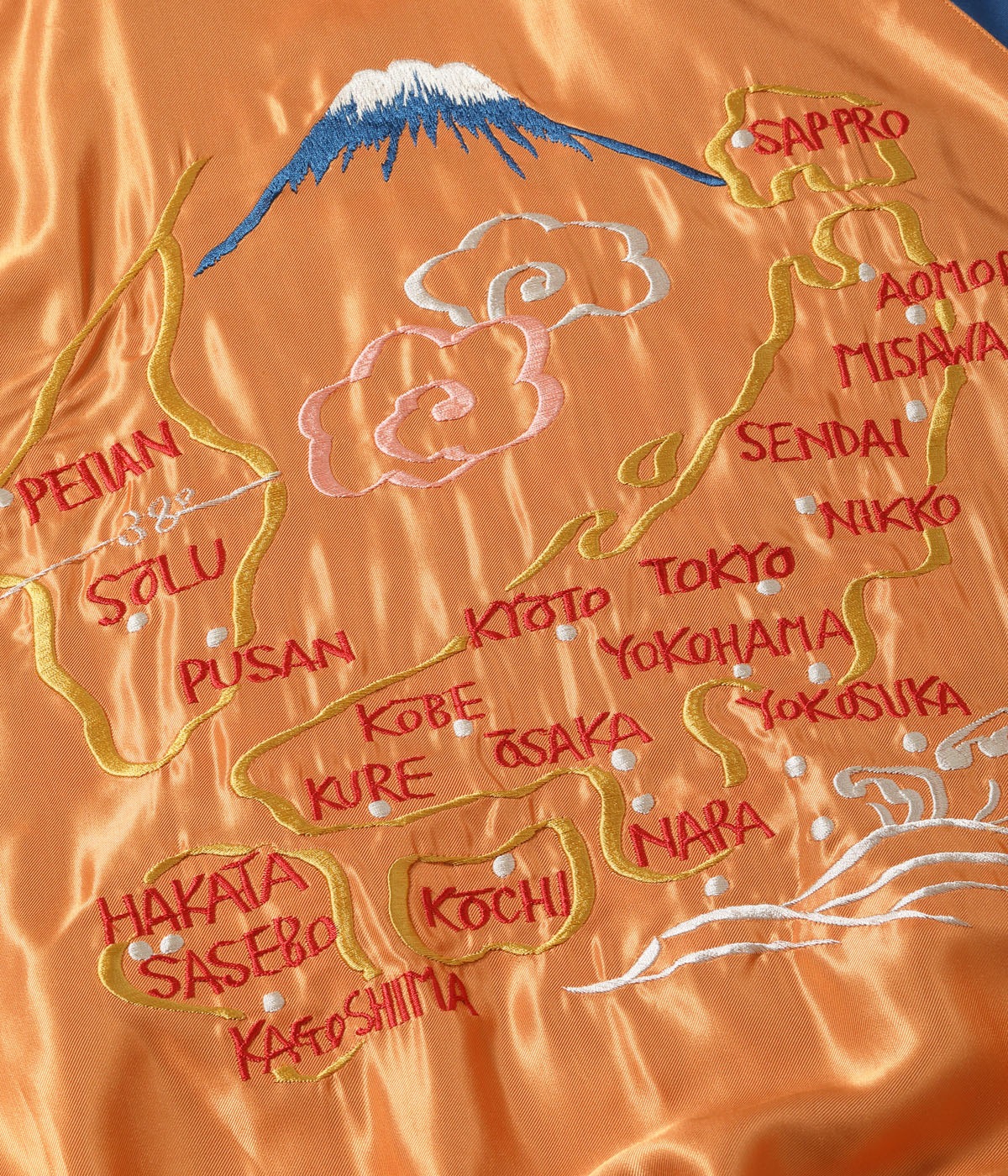 Lot No. TT15877-125 / Mid 1950s Style Acetate Souvenir Jacket ��TIGER HEAD�� �� ��JAPAN MAP��