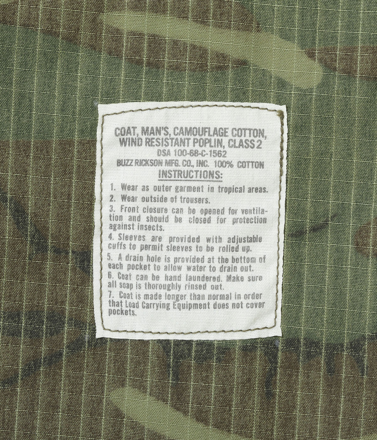 Lot No. BR15691 / COAT, MAN'S, CAMOUFLAGE, COTTON, WIND, RESISTANT, POPLIN, CLASS 2