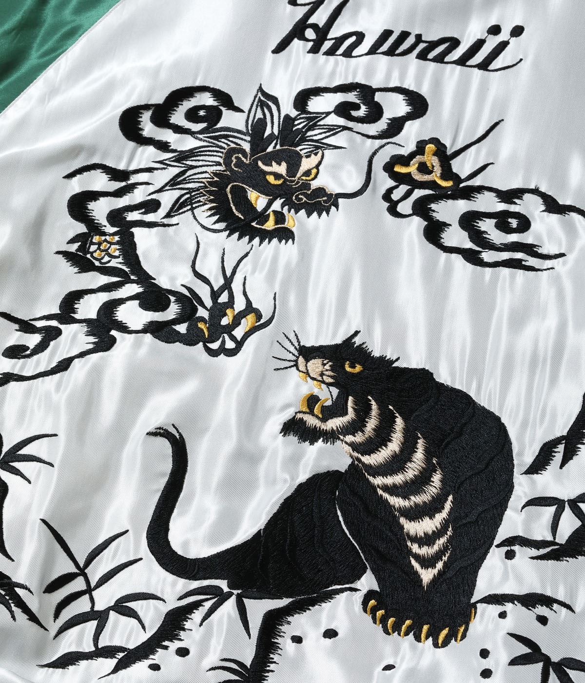 Lot No. TT15877-128 / Late 1950s Style Acetate Souvenir Jacket ��HAWAII MAP�� �� ��DRAGON & TIGER��