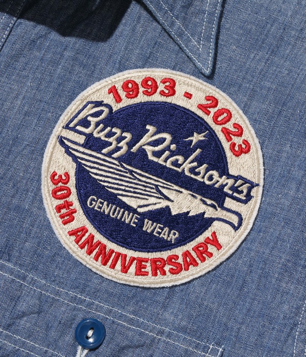 Lot No. BR29184 / BLUE CHAMBRAY WORK SHIRTS ��BUZZ RICKSON'S 30th ANNIVERSARY MODEL WITH EMBROIDERED��