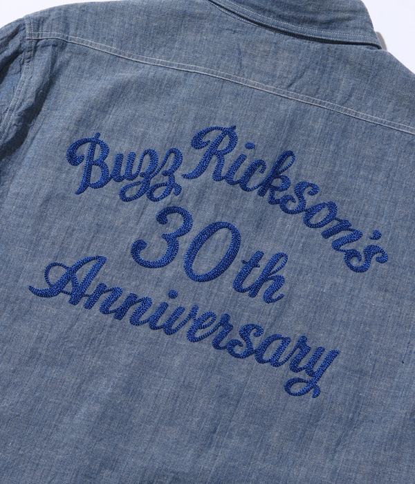 Lot No. BR29184 / BLUE CHAMBRAY WORK SHIRTS ��BUZZ RICKSON'S 30th ANNIVERSARY MODEL WITH EMBROIDERED��