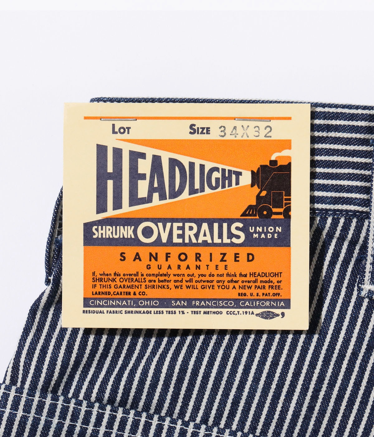 Lot No. HD42457 / HEADLIGHT 11oz. HICKORY STRIPE DUNGAREES