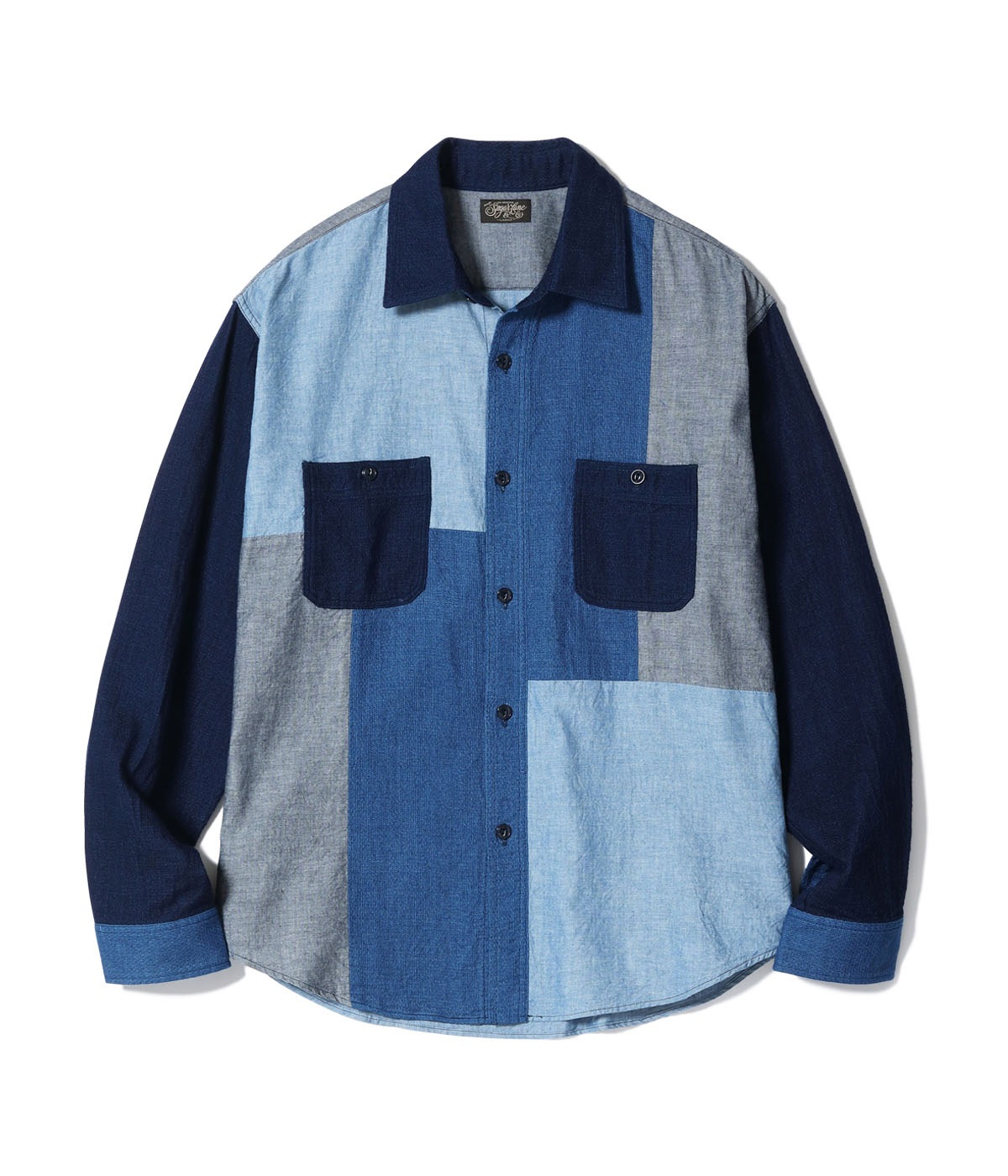 Lot No. SC29522 / INDIGO CHAMBRAY �� INDIGO DOBBY CLOTH CRAZY WORK SHIRT