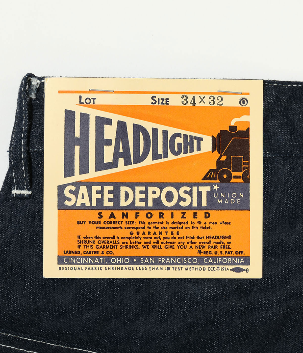 Lot No. HD42555 / HEADLIGHT 11oz. BLUE DENIM ZIP FLY DUNGAREES