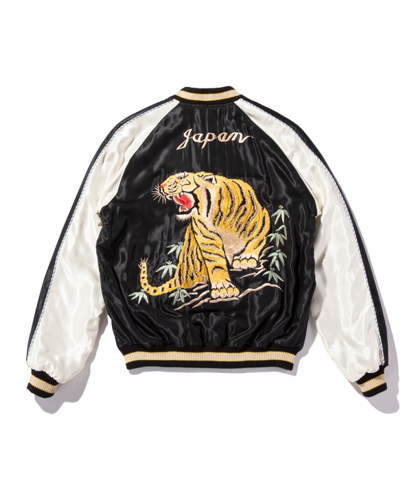 Lot No. TT14813-119 / Mid 1950s Style Acetate Souvenir Jacket ��ROARING TIGER�� �� ��LANDSCAPE�� (Reversible Side)