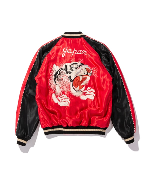 Lot No. TT14813-165 / Mid 1950s Style Acetate Souvenir Jacket ��TIGER HEAD�� �� ��WHITE DRAGON�� (Reversible Side)
