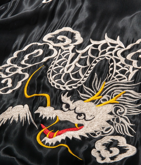 Lot No. TT14813-165 / Mid 1950s Style Acetate Souvenir Jacket ��TIGER HEAD�� �� ��WHITE DRAGON�� (Reversible Side)
