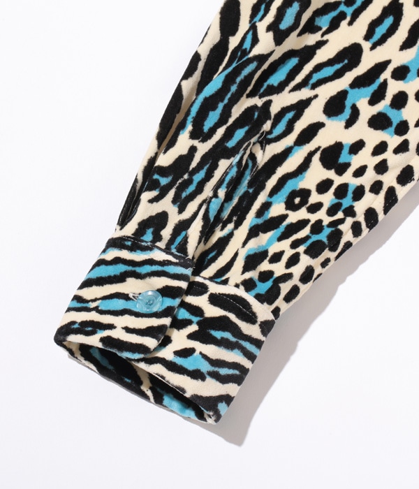 Lot No. SE28748 / Mid 1950s Style Velveteen Sports Shirt ��LEOPARD��