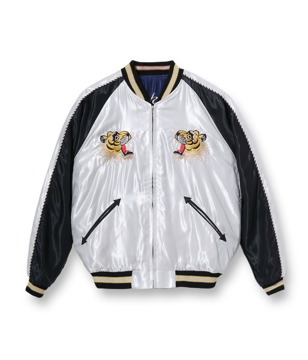 Lot No. TT14571-190 / Mid 1950s Style Acetate Souvenir Jacket ROARING TIGER  WHITE DRAGON