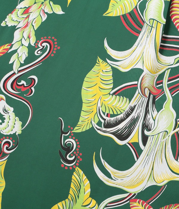 Lot No. SS38562 / RAYON HAWAIIAN SHIRT ��TARO LEAF ANGEL'S TRUMPET��